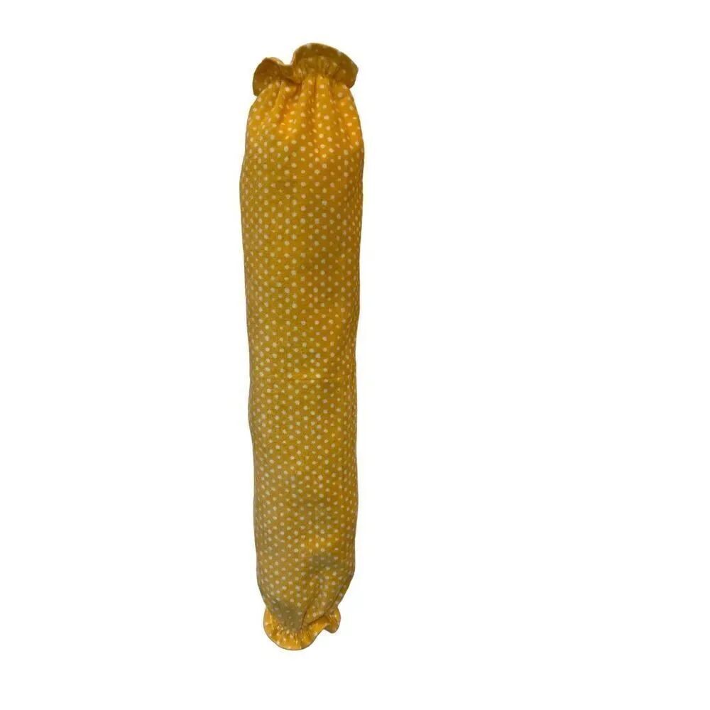 Handmade Plastic Bag Holder- Yellow & White Polka Dot